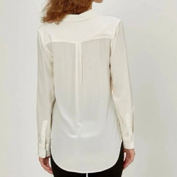 H&M Cream White Hi-Low Button Front Blouse Long Sleeve Women’s Size 6 EUC - Picture 2 of 6